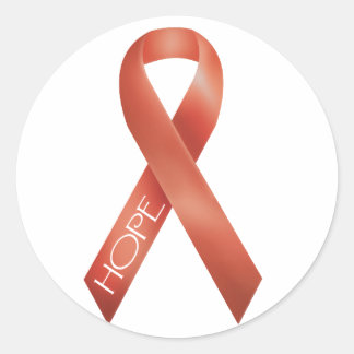 Orange Ribbon Classic Round Sticker