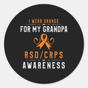 Orange Ribbon Crpsrsd Awareness For Grandpa - Gran Classic Round Sticker