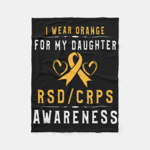 Orange Ribbon Crpsrsd Awareness Tee For Daughter  Fleece Blanket
