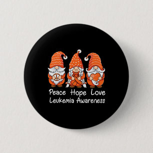 Orange ribbon Gnomes support survivor of Leukaemia 6 Cm Round Badge