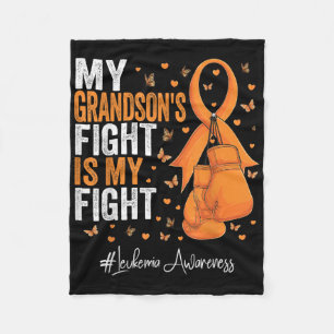 Orange Ribbon Grandson Leukaemia Awareness  Fleece Blanket