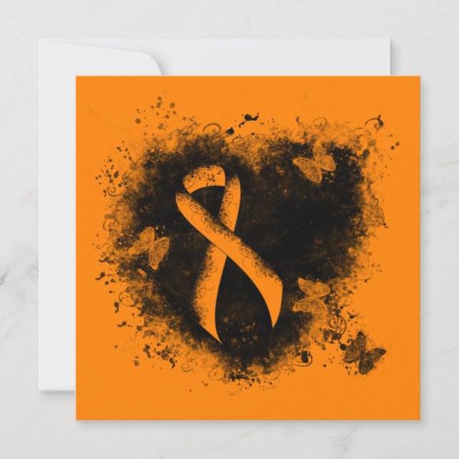 Orange Ribbon Grunge Heart (Front)