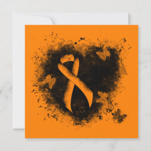 Orange Ribbon Grunge Heart