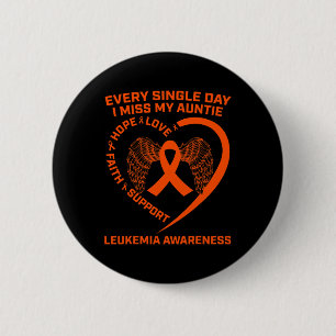 Orange Ribbon Heart Leukaemia Awareness In Memory  6 Cm Round Badge