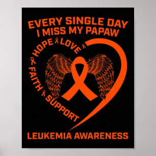 Orange Ribbon Heart Leukaemia Awareness In Memory Poster
