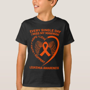 Orange Ribbon Heart Leukaemia Awareness In Memory  T-Shirt