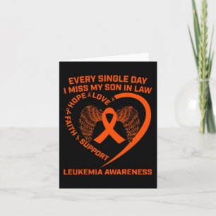 Orange Ribbon Heart Leukaemia Awareness Memory Of  Card