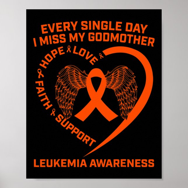 Orange Ribbon Heart Leukaemia Awareness Memory Of  Poster (Front)