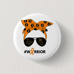 Orange Ribbon Kidney Cancer Warrior Bandanna Unbre 3 Cm Round Badge