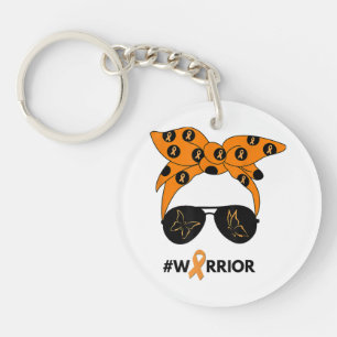 Orange Ribbon Kidney Cancer Warrior Bandanna Unbre Key Ring