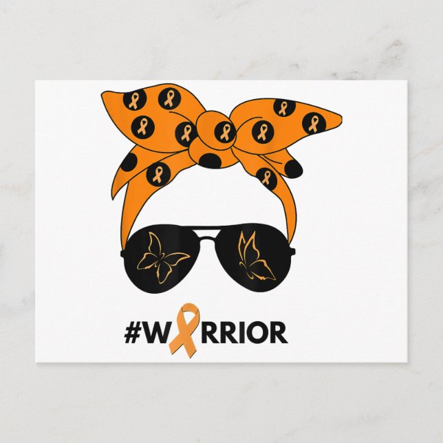 Orange Ribbon Kidney Cancer Warrior Bandanna Unbre Postcard (Front)