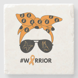 Orange Ribbon Kidney Cancer Warrior Bandanna Unbre Stone Coaster