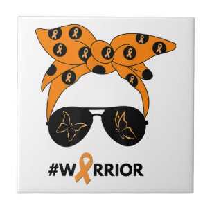 Orange Ribbon Kidney Cancer Warrior Bandanna Unbre Tile