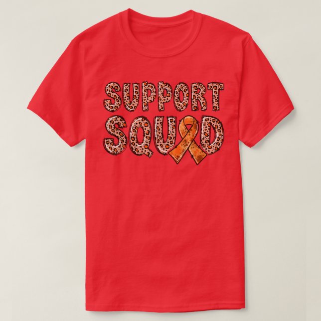 Orange Ribbon Leopard Print Support Squad ADHD 111 T-Shirt (Design Front)