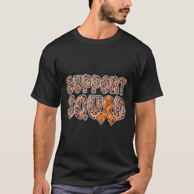 Orange Ribbon Leopard Print Support Squad CRPS 1 T-Shirt (Front)