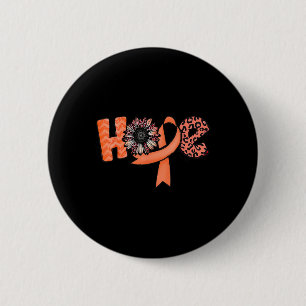 Orange Ribbon Leopard Sunflower Hope Rsd Crps Awar 6 Cm Round Badge