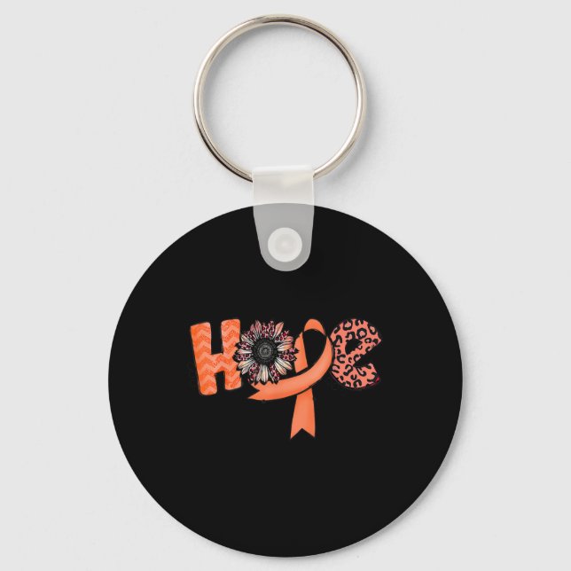 Orange Ribbon Leopard Sunflower Hope RSD CRPS Awar Key Ring (Front)