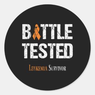 Orange Ribbon Leukaemia Awareness Byttle Tested  Classic Round Sticker