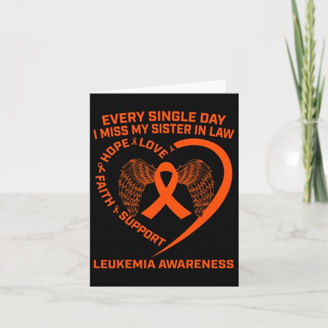 Orange Ribbon Leukaemia Awareness In Memory Of Sis Card (Front)