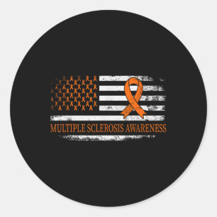 Orange Ribbon Ms - Multible Sclerosis Awareness  Classic Round Sticker