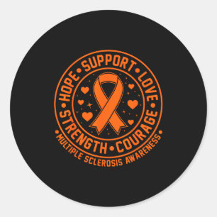 Orange Ribbon Multiple Sclerosis Awareness  Classic Round Sticker
