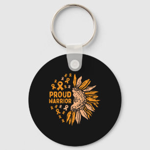 Orange Ribbon Proud Warrior Leukaemia Awareness Key Ring
