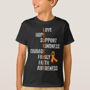 Orange Ribbon Sign Retro Vintage Aml Leukaemia Awa T-Shirt