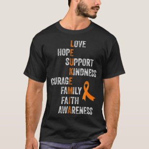 Orange Ribbon Sign Retro Vintage Aml Leukaemia Awa T-Shirt
