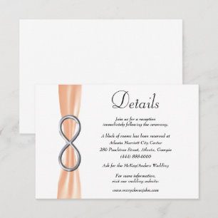 Orange Ribbon Silver Infinity Wedding Details Enclosure Card