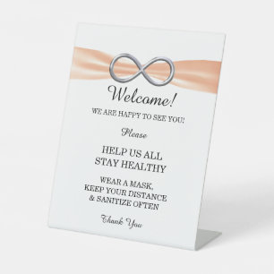 Orange Ribbon Silver Infinity Wedding Safety  Pedestal Sign