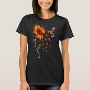 Orange Ribbon Sunflower Hummingbird Leukaemia Awar T-Shirt