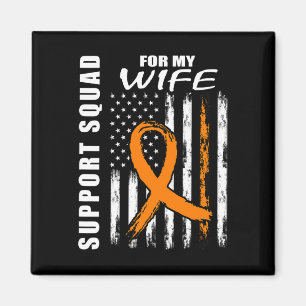 Orange Ribbon Wife Leukaemia Awareness USA Flag Ca Magnet