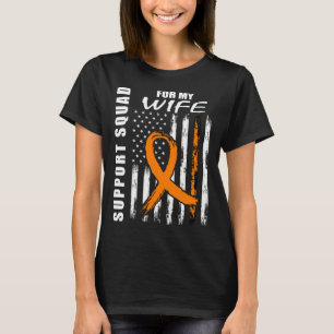 Orange Ribbon Wife Leukaemia Awareness Usa Flag Ca T-Shirt