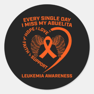 Orange Ribbon Wings Leukaemia Awareness In Memory  Classic Round Sticker