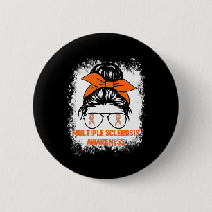 Orange Ribbon Women Ms Multiple Sclerosis  6 Cm Round Badge