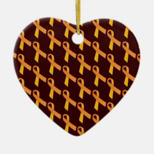 Orange Ribbons Tiled Pattern Ceramic Tree Decoration