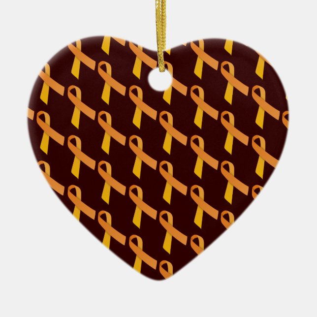 Orange Ribbons Tiled Pattern Ceramic Tree Decoration (Front)