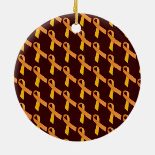 Orange Ribbons Tiled Pattern Ceramic Tree Decoration