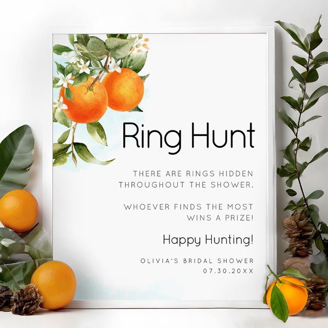 Orange Ring Hunt Bridal Shower Game Card Poster (Creator Uploaded)