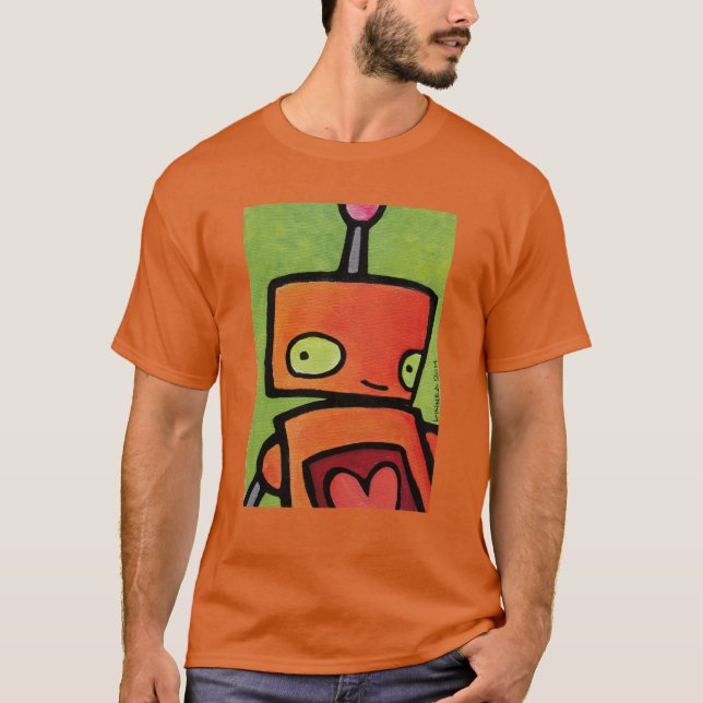 Orange Robot looking at You T-Shirt (Front)