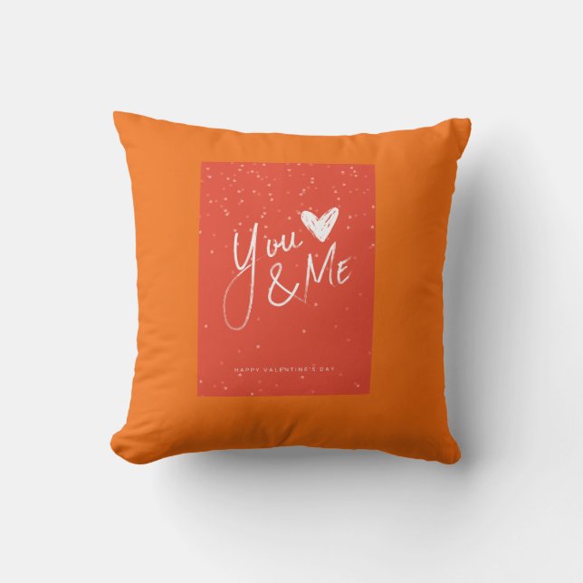 Orange Romantic Throw Pillow Love Gift for Couple (Front)