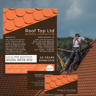 Orange Roof Tiles, Roofer, Roofing Contractor Business Card