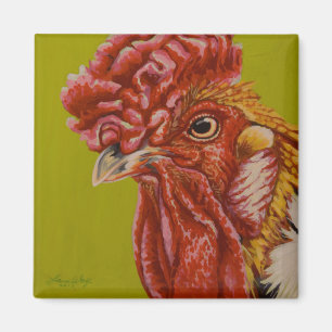 Orange Rooster Magnet
