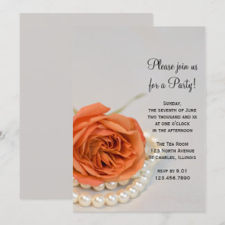 Orange Rose and Pearls General Party Invitation
