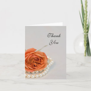 Orange Rose and White Pearls Thank You