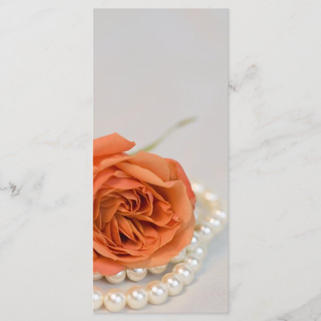 Orange Rose and White Pearls Wedding Program Programme (Front)