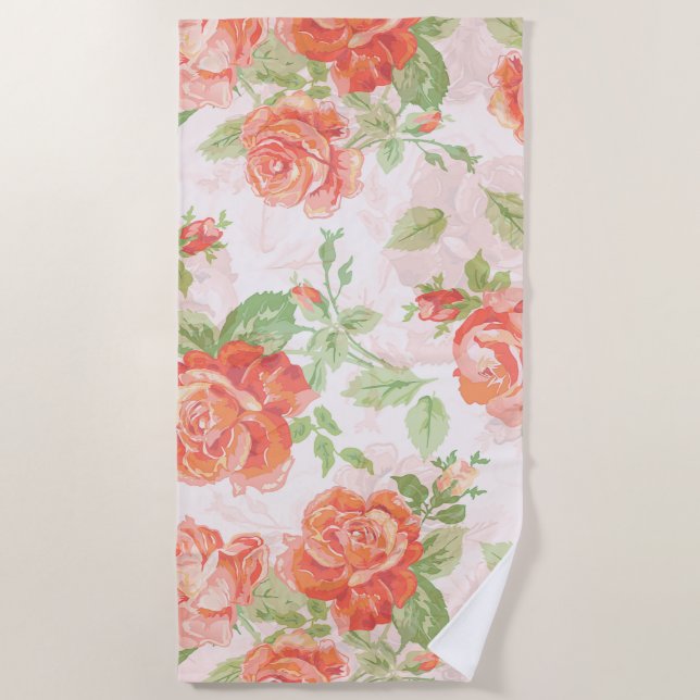 Orange rose beach towel (Front)