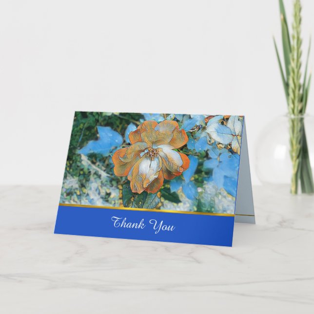 Orange Rose Bereavement Thank You Card (Front)