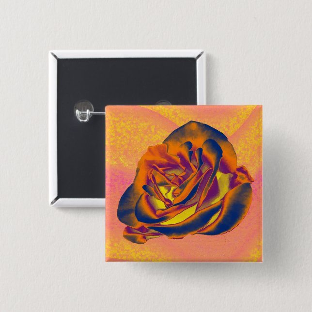 Orange Rose Button (Front & Back)