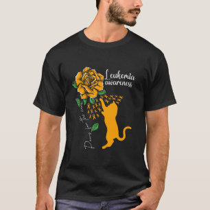 Orange Rose Cat Paws For The Cure Leukaemia Awaren T-Shirt